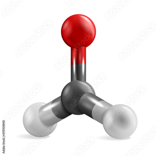 Formaldehyde 3D icon with molecular structure - organic CH2O compound - pungent-smelling colourless gas that polymerises spontaneously into paraformaldehyde