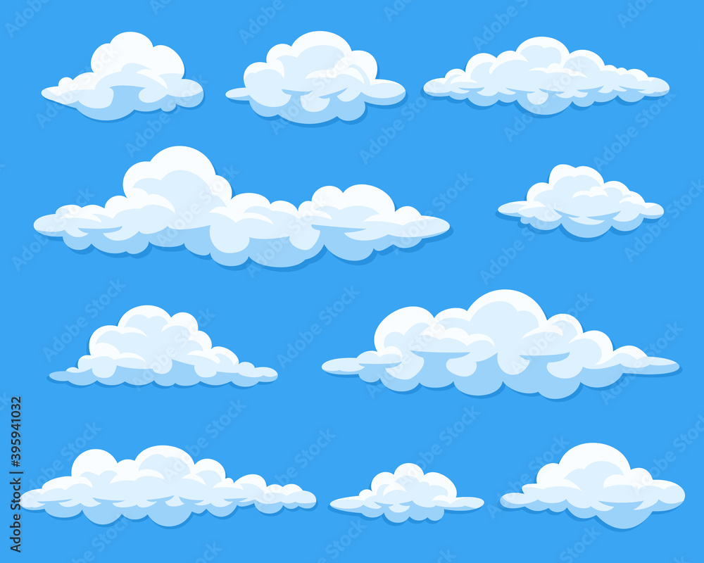 Set of cartoon clouds Set of cartoon clouds