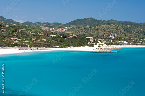 crystal clear water and white sand at Porto Giunco beach in Villasimius