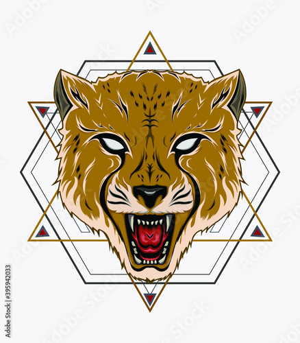 cheetah head logo. animal scream.