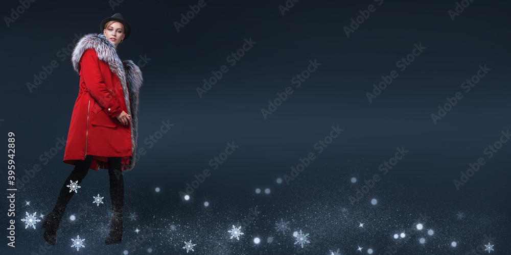 Fototapeta premium red down jacket