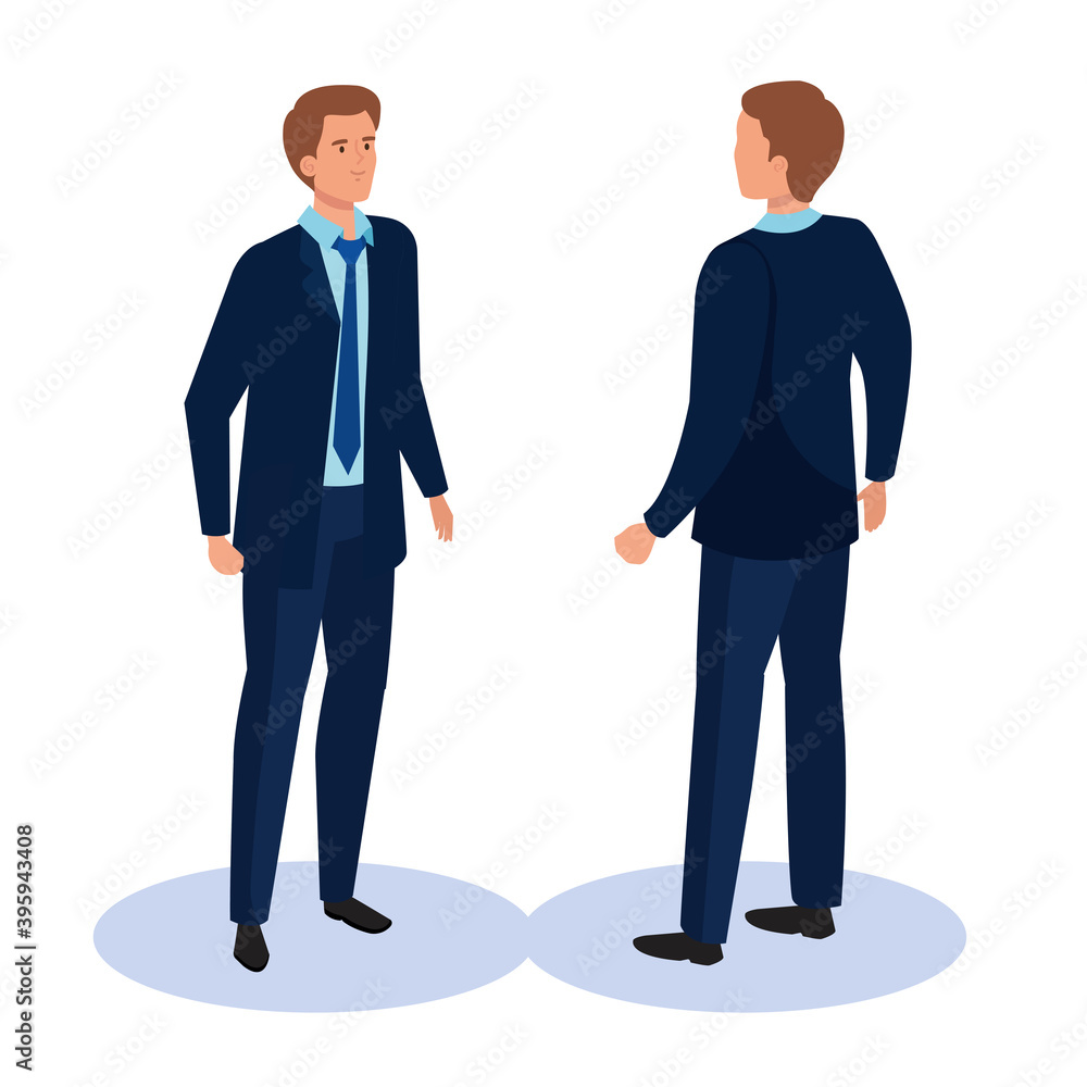 business man from front and back side isometric design, Workers occupation and jobs theme Vector illustration business man from front and back side isometric design, Workers occupation and jobs theme Vector illustration