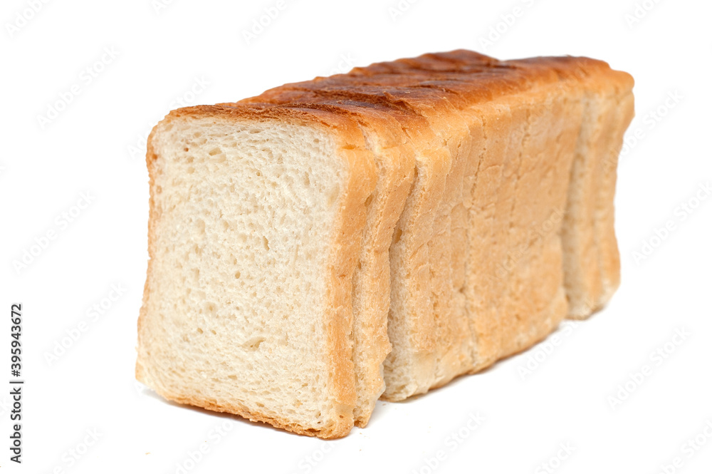 Toast bread on white background