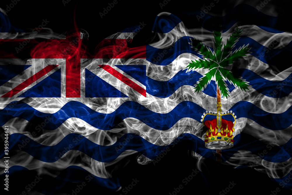 Fototapeta British, Britain, Indian Ocean Territory smoke flag isolated on black background