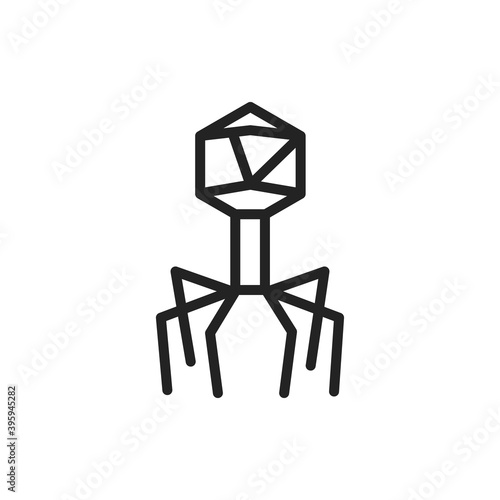 Bacteria bacteriophage black line icon. Vector illustration
