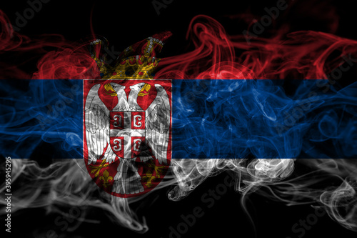 Serbia, Serbian smoke flag isolated on black background © Vlad