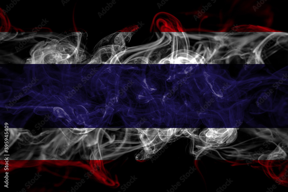 Thailand, Thai smoke flag isolated on black background Thailand, Thai smoke flag isolated on black background