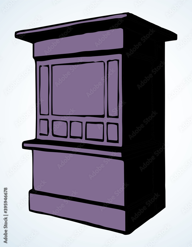 Shop stall. Vector drawing kiosk Shop stall. Vector drawing kiosk
