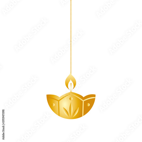 golden diwali candle decorative hanging vector illustration design