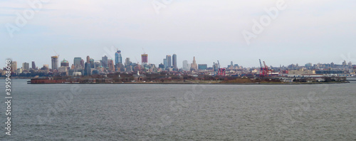 Panorama view of New York city skyscraper skyline building cityscape from Brooklyn 