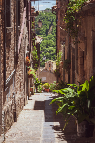 Narrow streets of the medieval town of Bolsena  Lazio - Italy