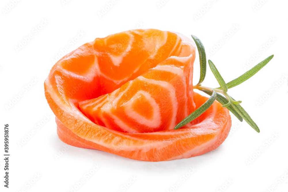 Rolled piece of fresh raw salmon Rolled piece of fresh raw salmon