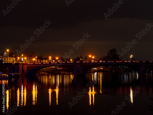 Bridge over water in the night, long exposure 