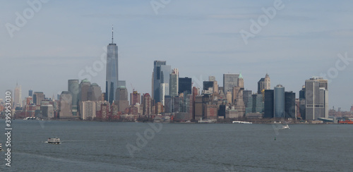 Skyline panorama of downtown Financial District and the Lower Manhattan in New York City  USA