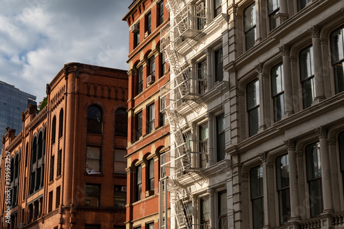 SoHo New York City Street with Beautiful Old Buildings with Fire Escapes © James
