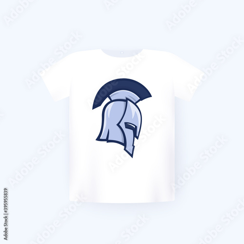 spartan warrior helmet, t-shirt print on white mockup