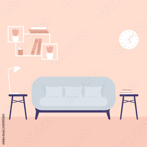 Sofa in the living room, vector art