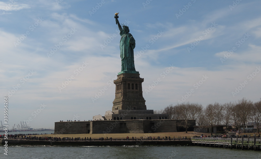 View of Full Statue of Liberty and Base in New York