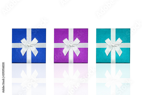 luxury color gift box for holiday event silk wrap on white background