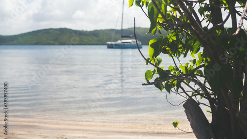 Catamaran in a desertic lagoon photo