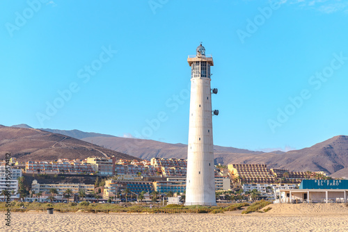 Lighthouse on the Island of Fuerteventura in Spain in the summer of 2020