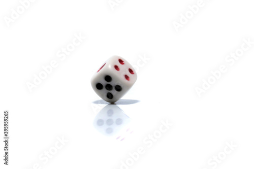 Rolling White dice isolated on white background