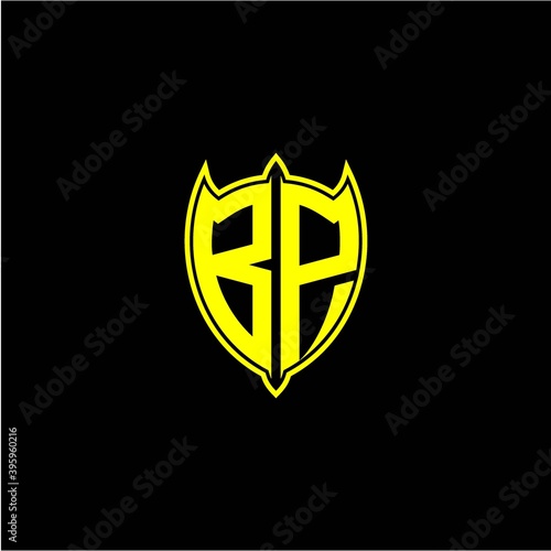 the initial letter of the shield logo B P is yellow. Free Download the initial letter of the shield logo B P is yellow. - GFXLoad