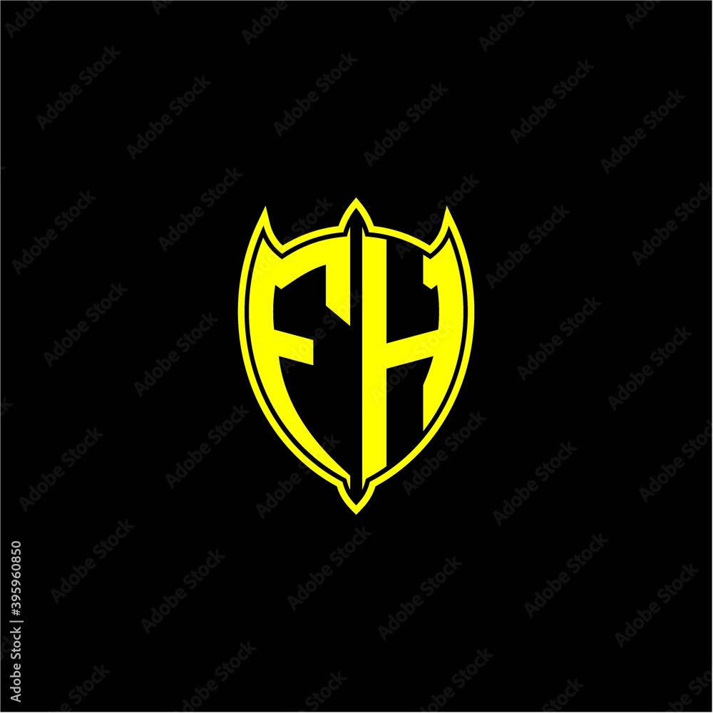 the initial letter of the shield logo F H is yellow. the initial letter of the shield logo F H is yellow.