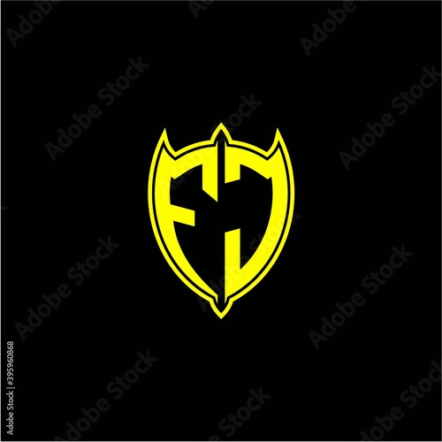 Fototapeta Naklejka Na Ścianę i Meble -  the initial letter of the shield logo F J is yellow.