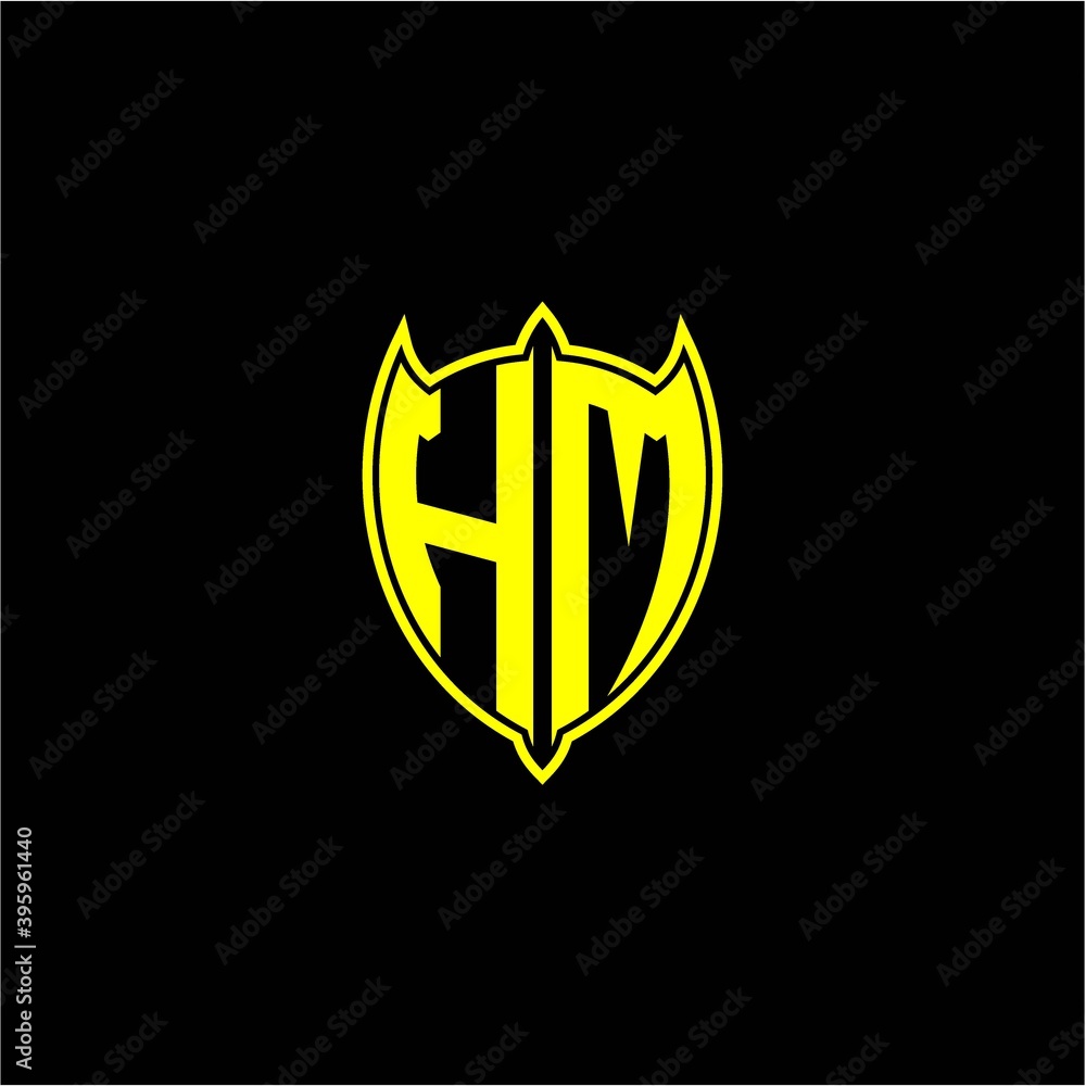 the initial letter of the shield logo H M is yellow. the initial letter of the shield logo H M is yellow.