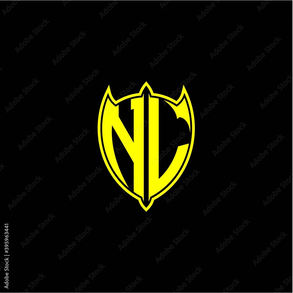the initial letter of the shield logo N L is yellow. the initial letter of the shield logo N L is yellow.