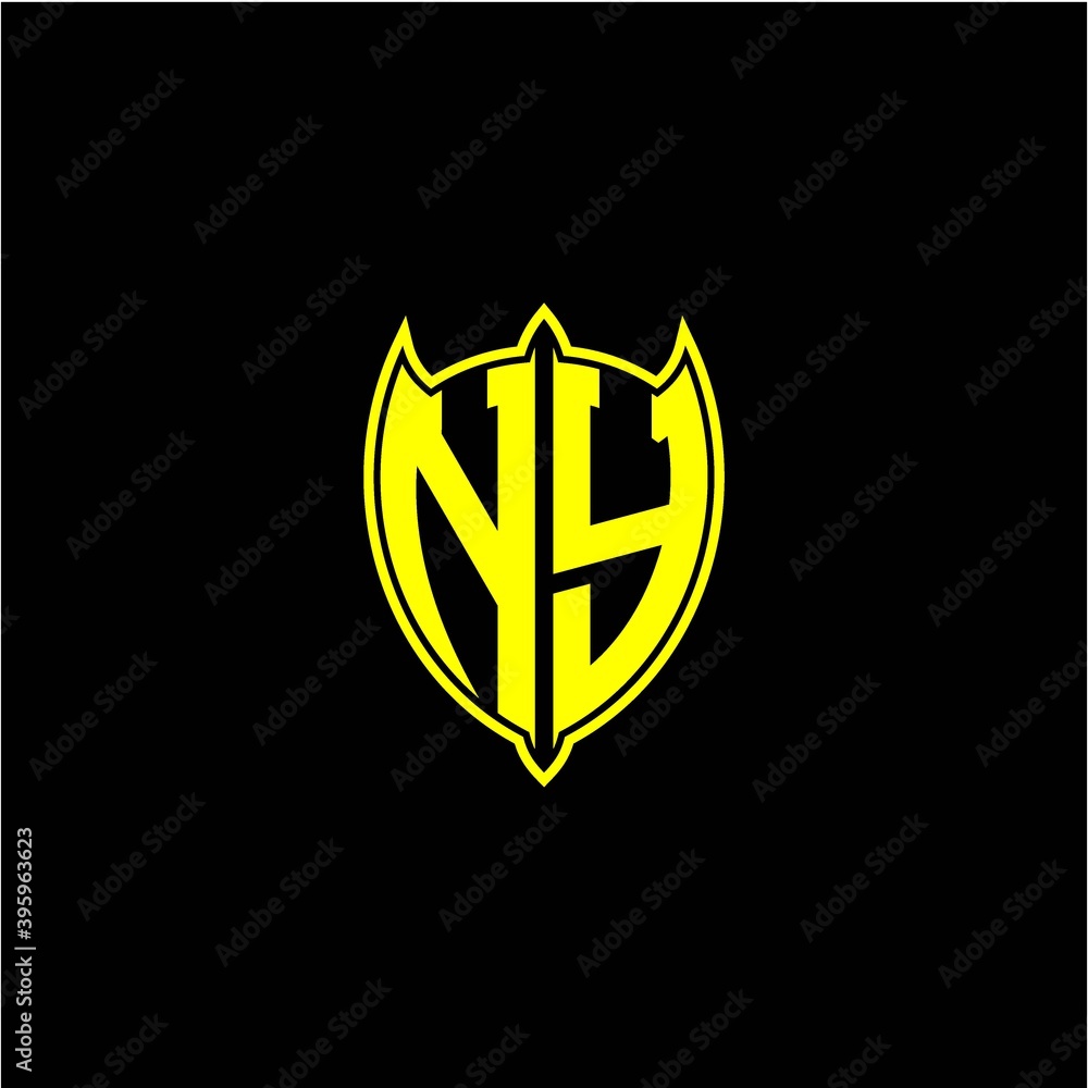 the initial letter of the shield logo N Y is yellow. the initial letter of the shield logo N Y is yellow.