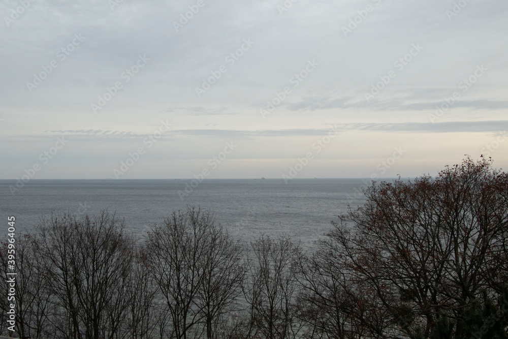 grey autumn day on the sea
