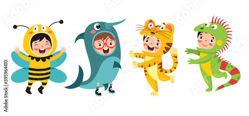 Funny Children Waering Animal Costumes