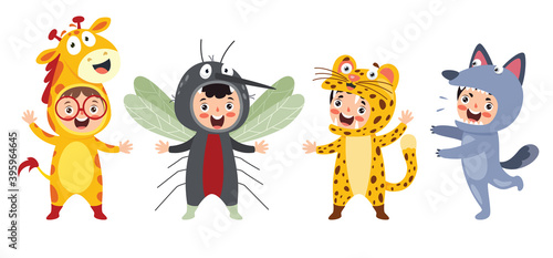 Funny Children Waering Animal Costumes