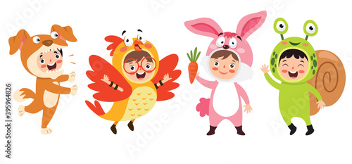 Funny Children Waering Animal Costumes