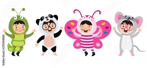 Funny Children Waering Animal Costumes