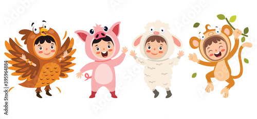 Funny Children Waering Animal Costumes