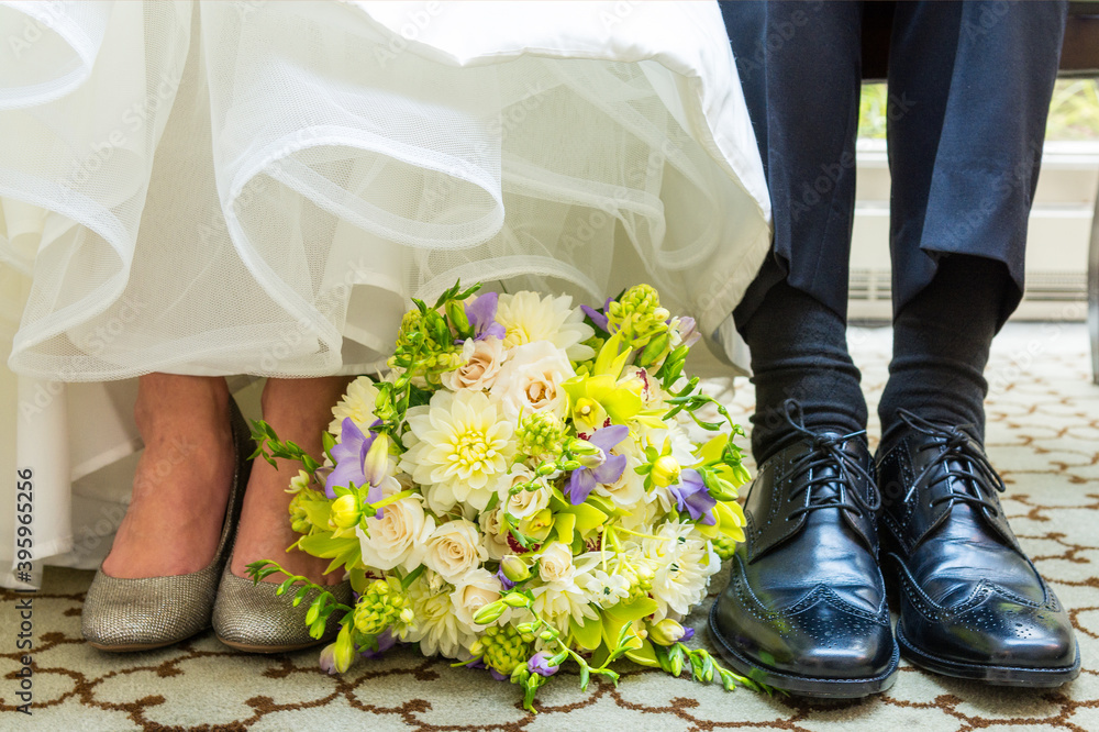 bride and groom with bouquet bride and groom with bouquet