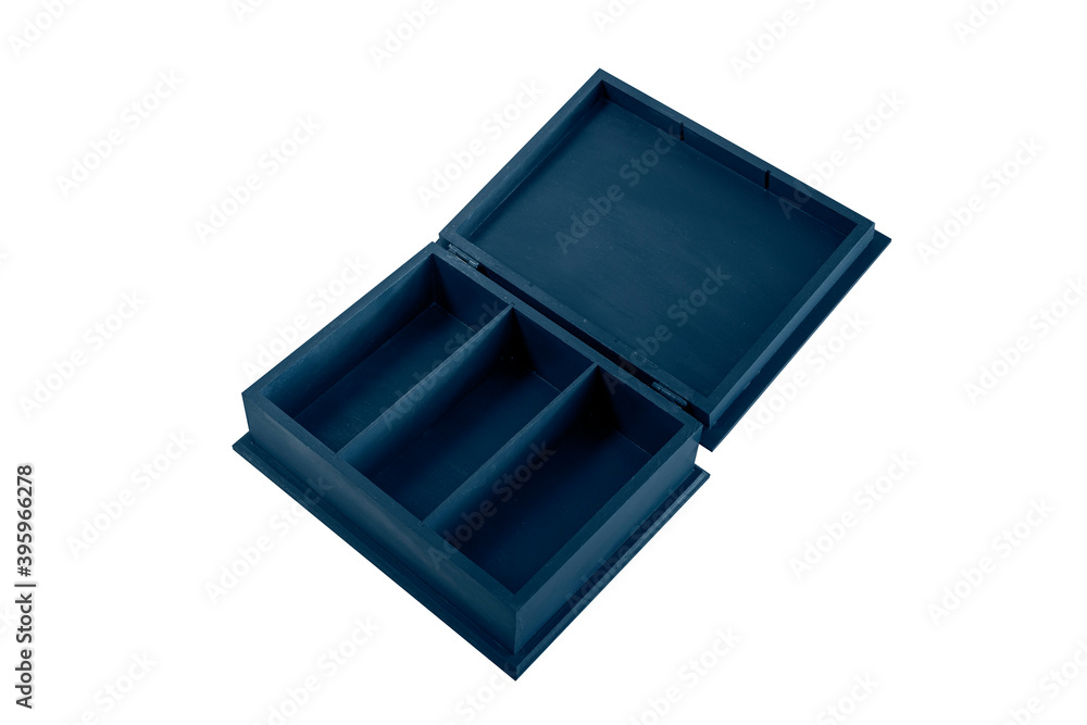 blue wooden box on isolated white background blue wooden box on isolated white background