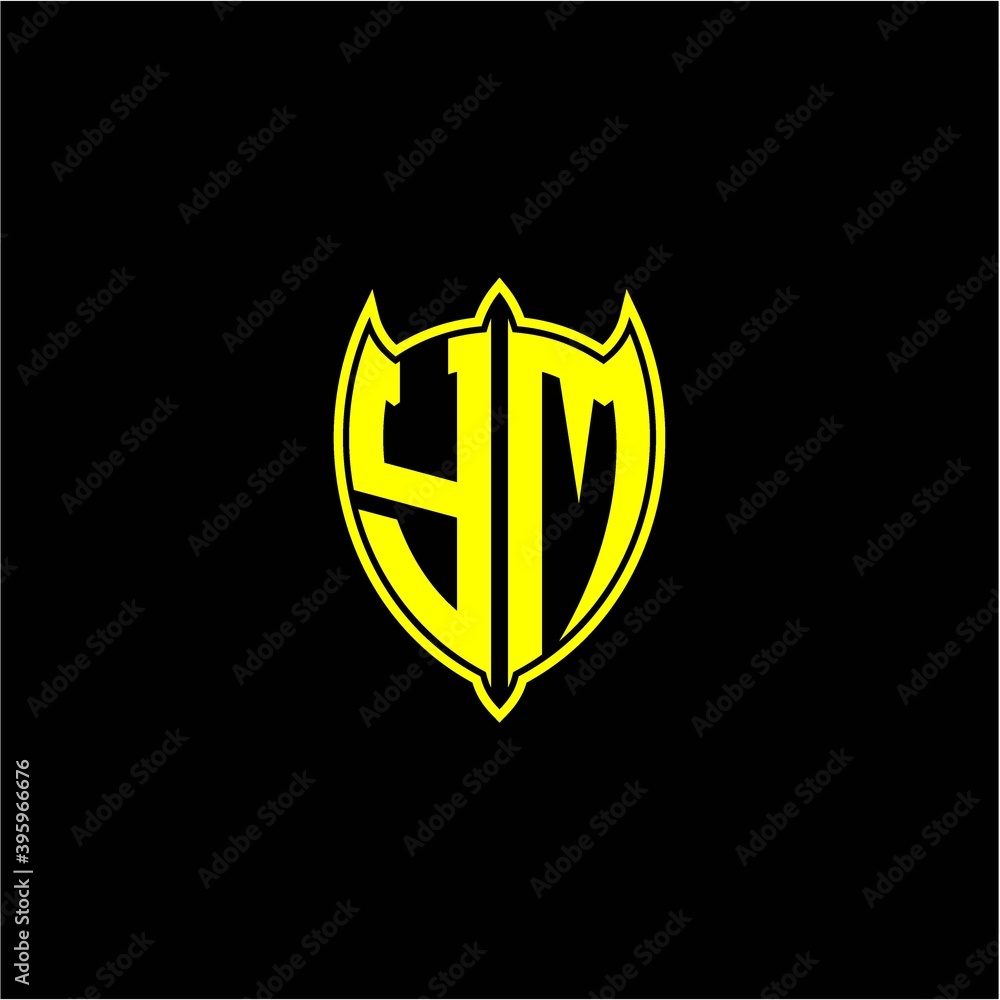 the initial letter of the shield logo Y M is yellow. the initial letter of the shield logo Y M is yellow.