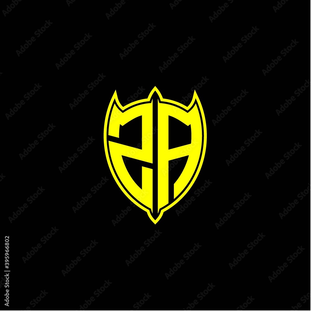 the initial letter of the shield logo Z A is yellow. the initial letter of the shield logo Z A is yellow.