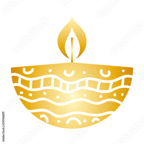 golden diwali candle decorative icon vector illustration design