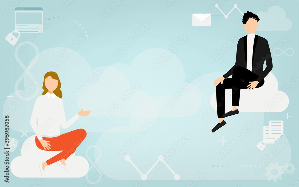 クラウドシステムを利用して人と繋がるイメージイラスト Stock Vector Adobe Stock