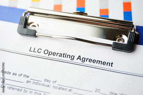 Legal document LLC Operating Agreement on paper photo