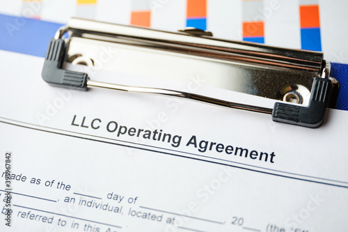 Legal document LLC Operating Agreement on paper