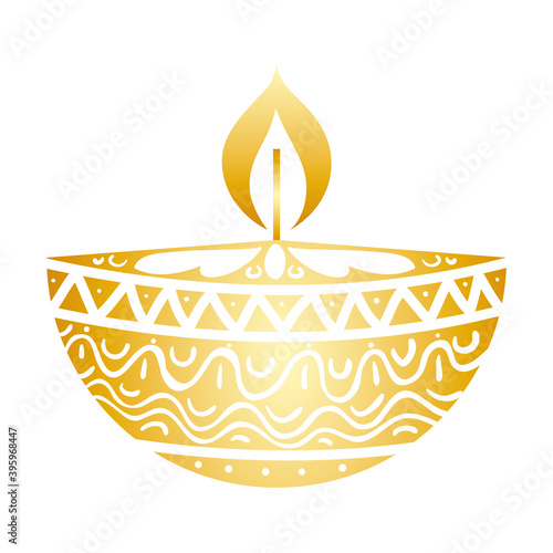 golden diwali candle decorative icon vector illustration design