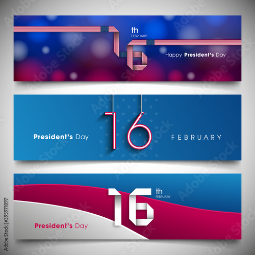 Banner set of President's day of United states of America.