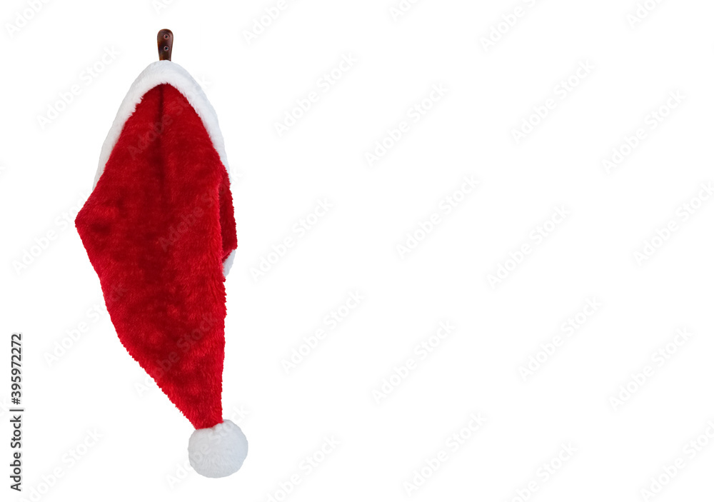 Santa hat isolated on a white wall background with copy space Santa hat isolated on a white wall background with copy space