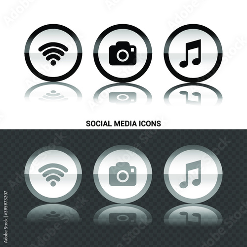 Vector image. Buttons with different icons.